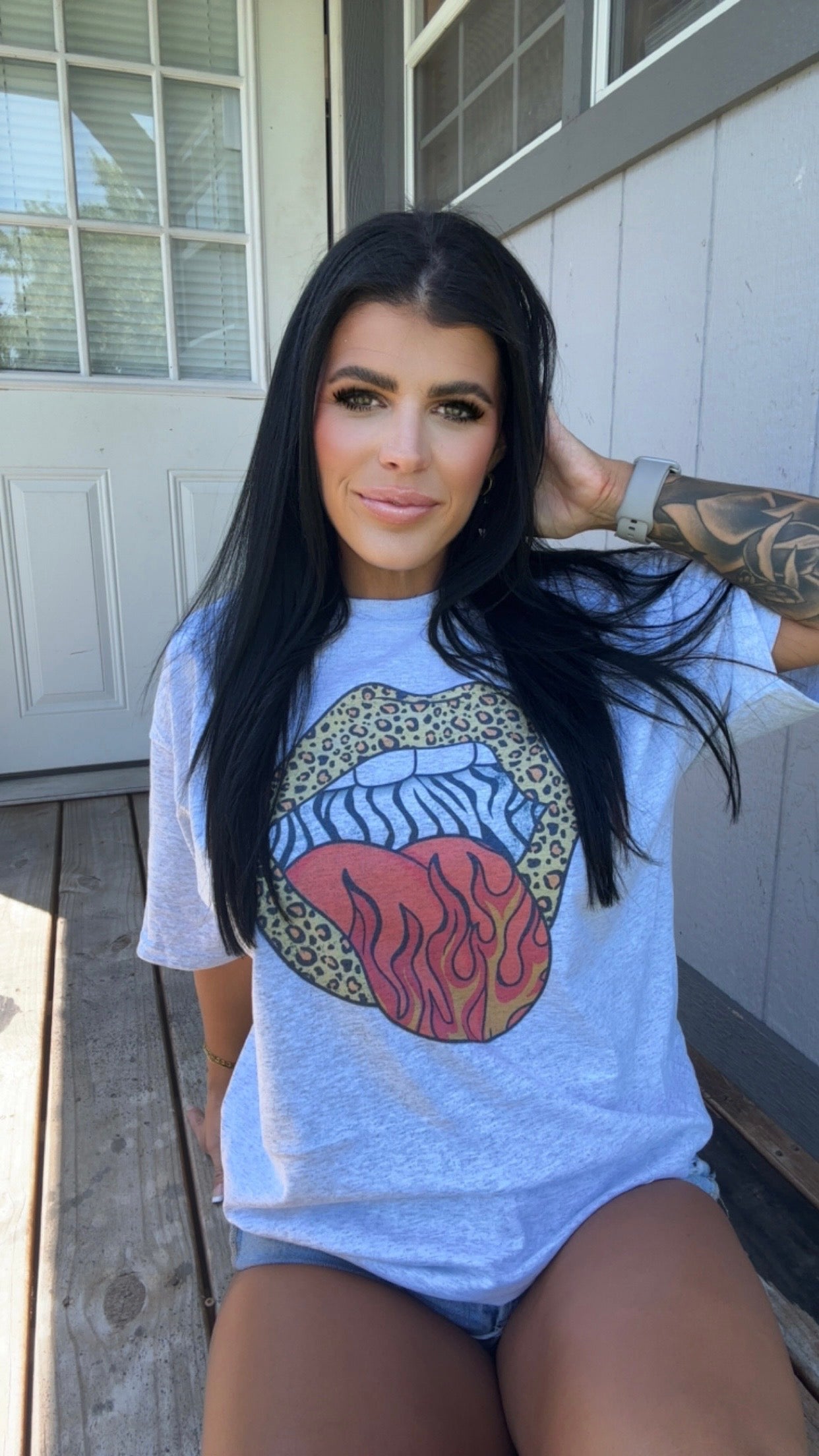 LEOPARD ZEBRA FLAME LIPS TEE
