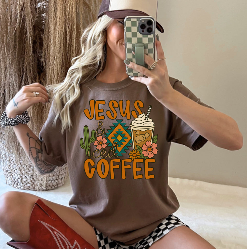 JESUS & ICED COFFEE COMFORT COLOR TEE