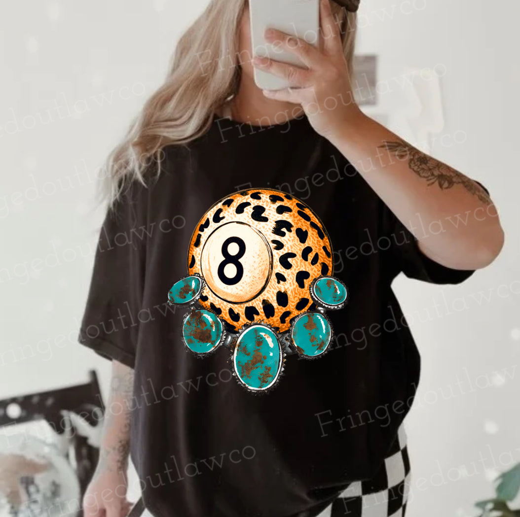 LEOPARD & TURQUOISE 8 BALL (ALL OPTIONS)