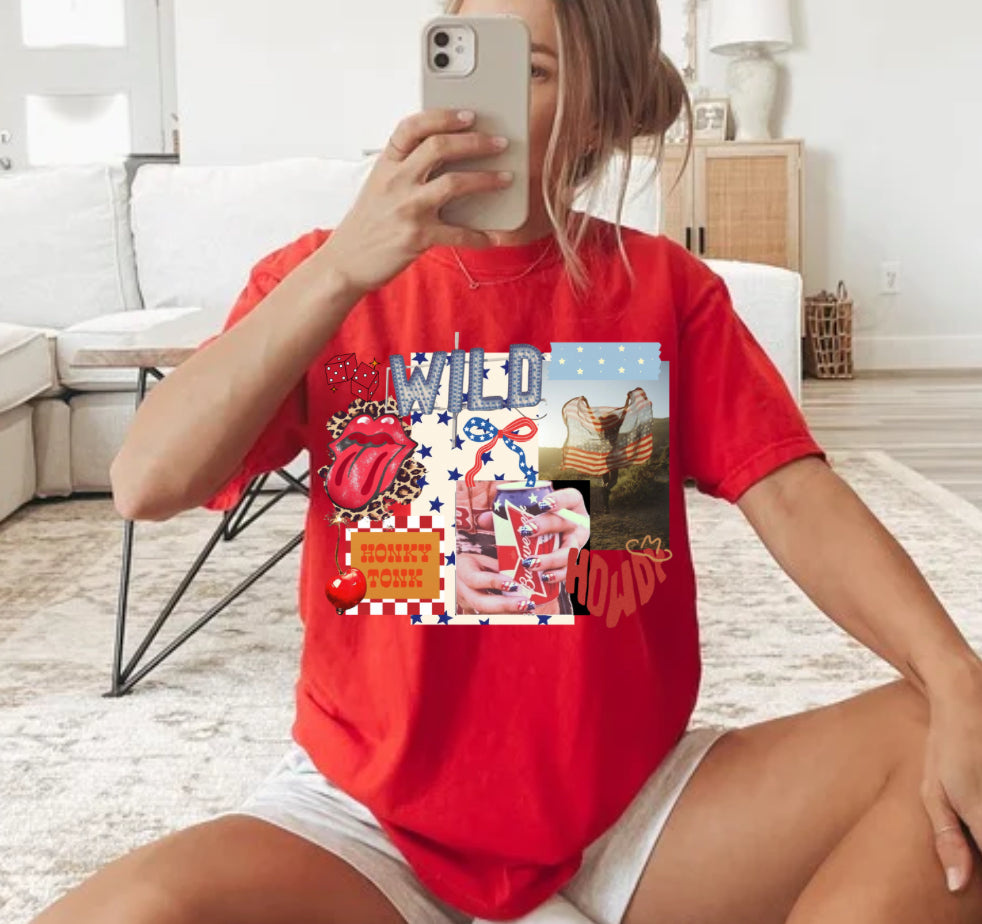WILD RED WHITE & BLUE COLLAGE (ALL OPTIONS)