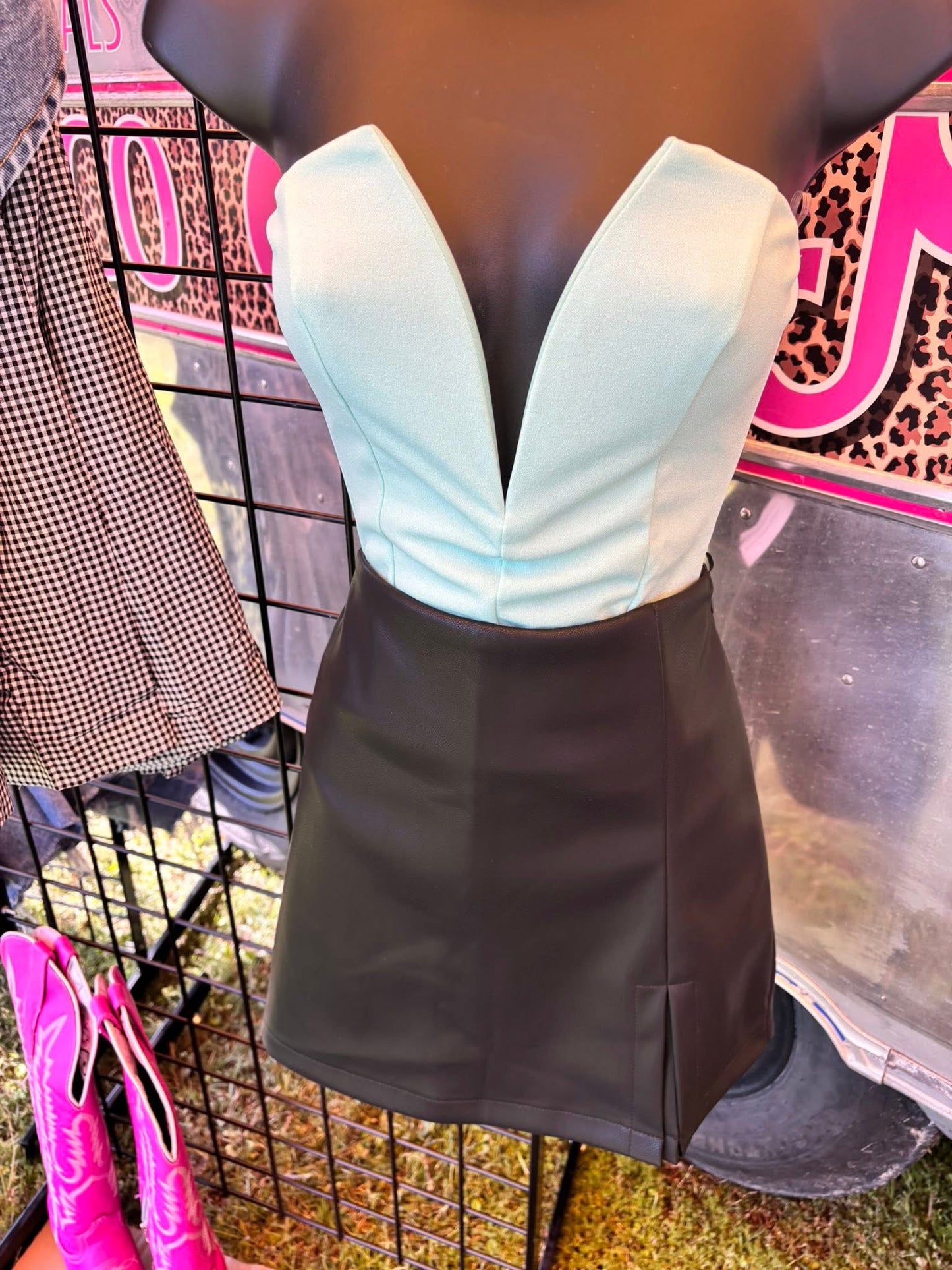 leather skort