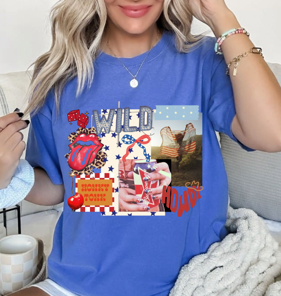 WILD RED WHITE & BLUE COLLAGE (ALL OPTIONS)