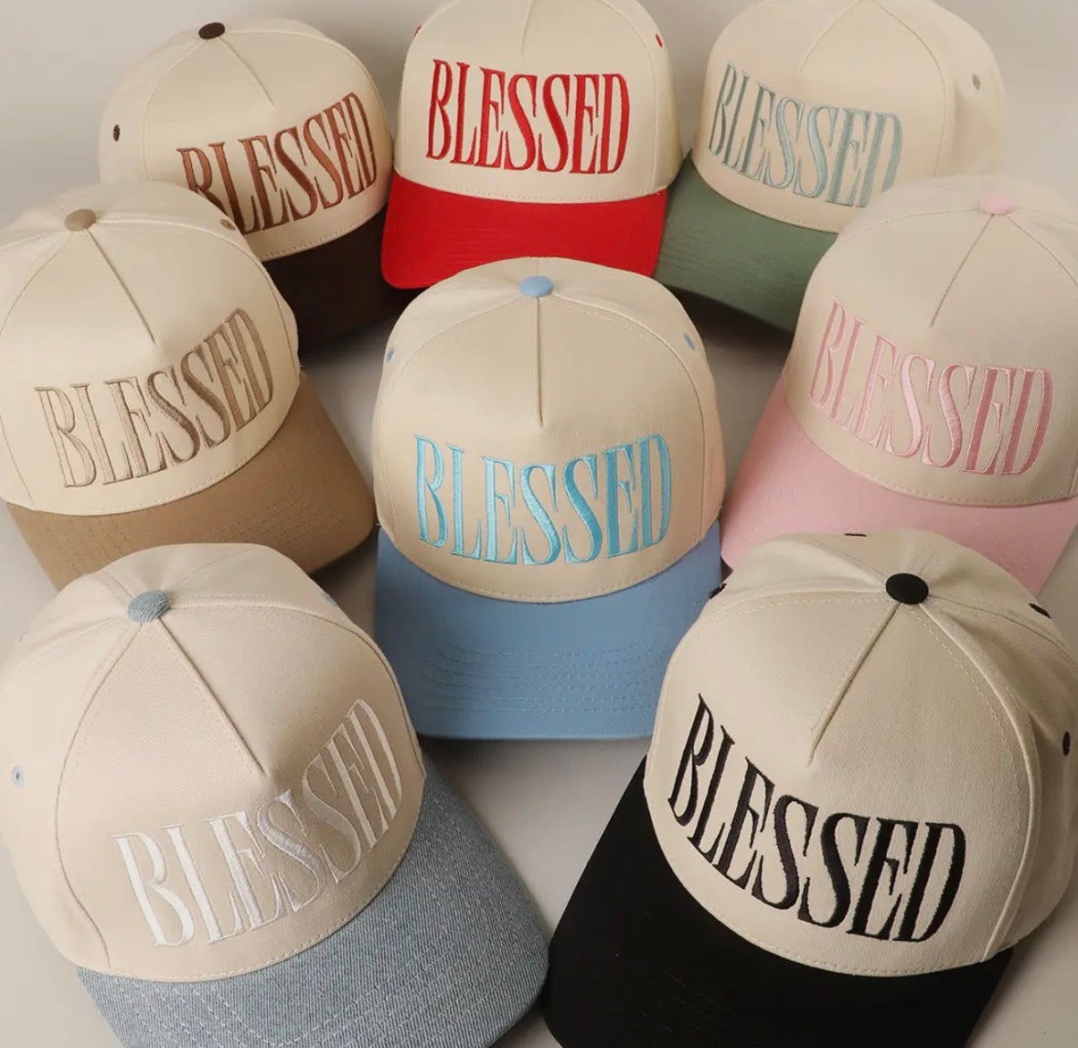 BLESSED EMBROIDERED TRUCKER HAT