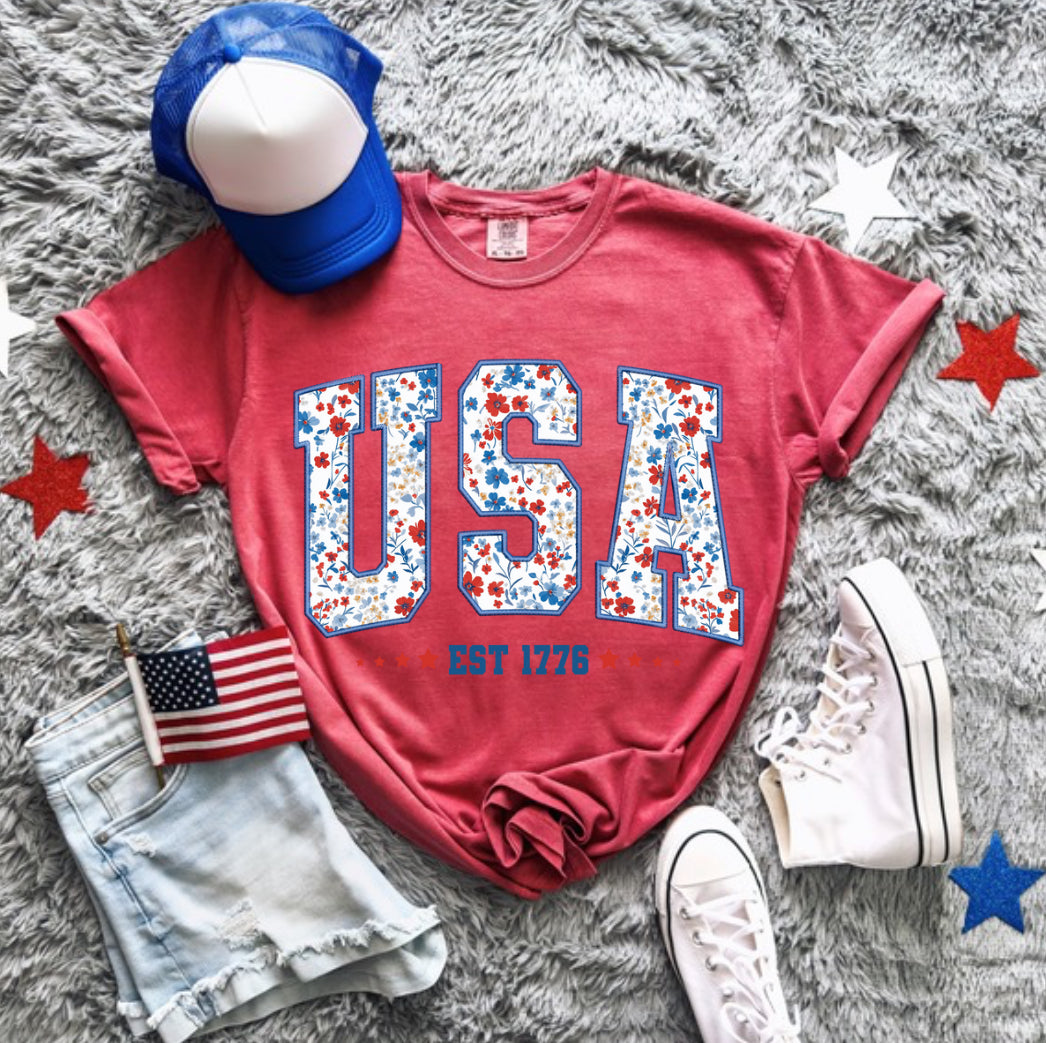 FLORAL USA COMFORT COLOR TEE