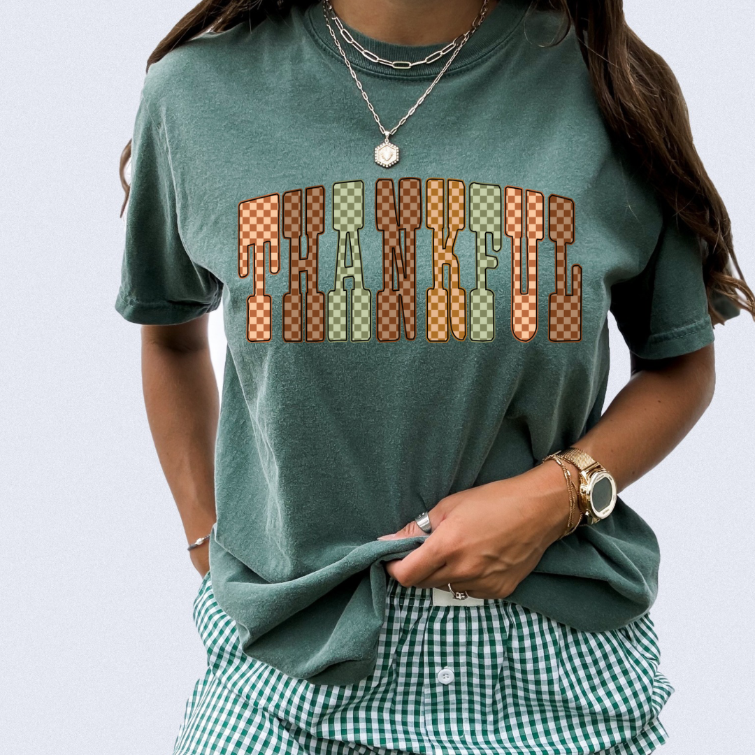 Checkered thankful comfort colors