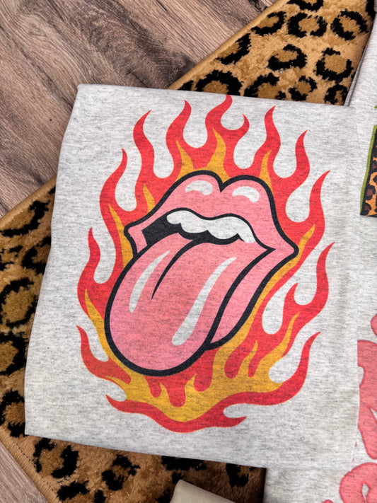 PINK TONGUE & FLAME TEE
