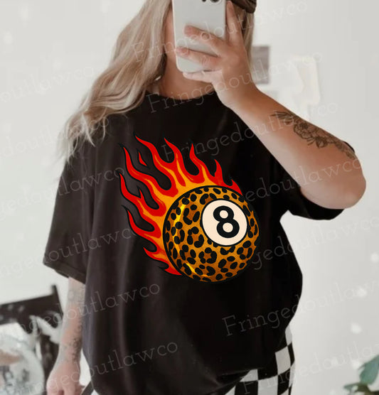 LEOPARD FLAME 8 BALL JERZEE TEE