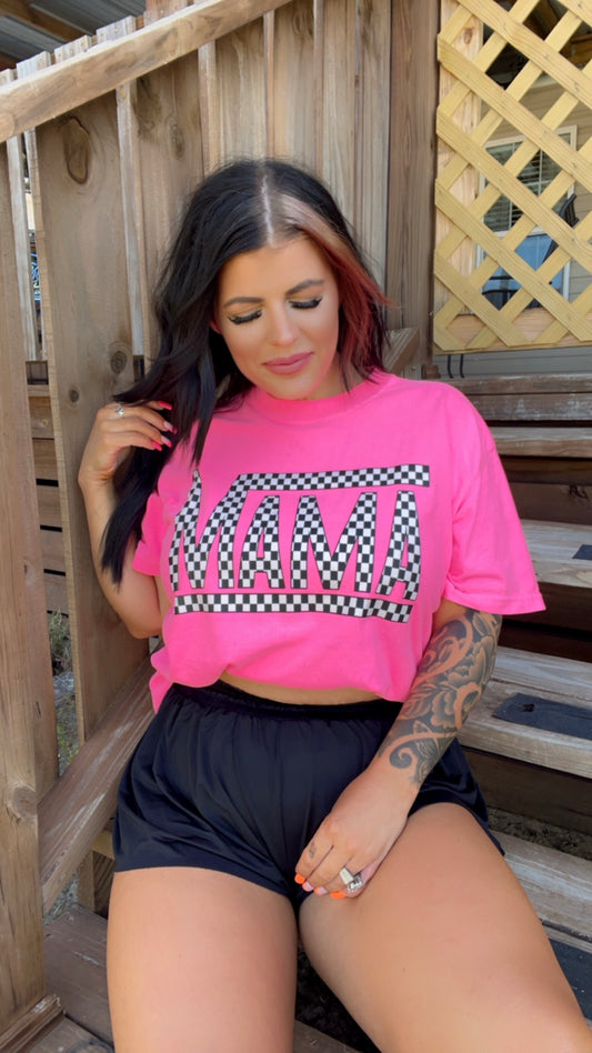 Checkered Mama Tee