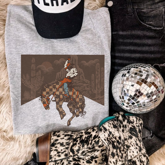 CHECKERED BRONC RIDER SUB TEE