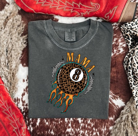 LEOPARD AND ORANGE MAMA TEAL FLAME COMFORT COLOR TEE