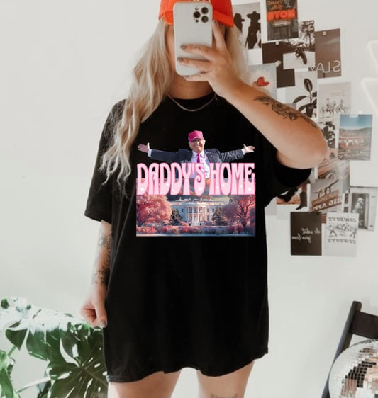 DADDYS HOME PINK HAT TEE