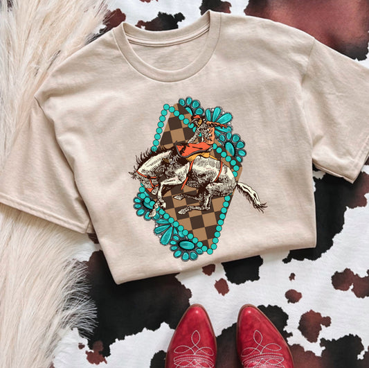 CHECKERED & TURQUOISE JERZEE TEE DTF