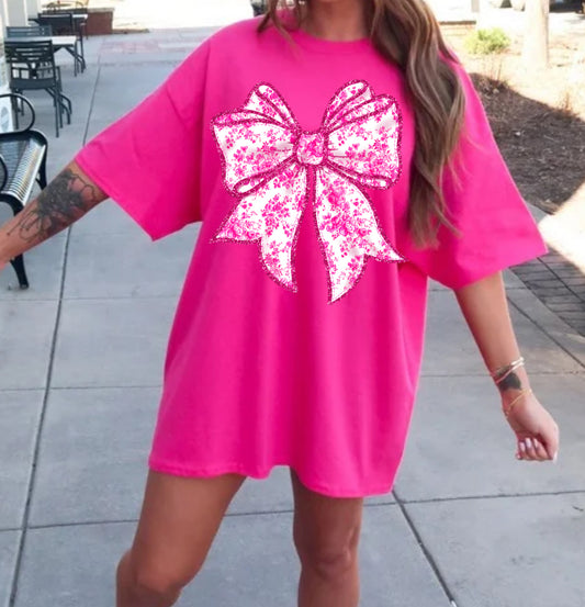 PINK BOW JERZEE TEE