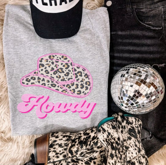 HOWDY LEOPARD COWBOY HAT SUB TEE