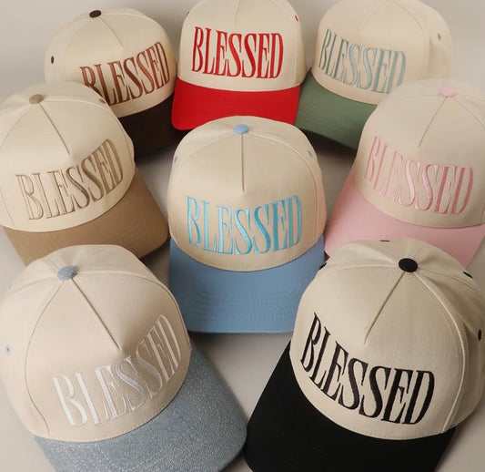 BLESSED EMBROIDERED TRUCKER HAT