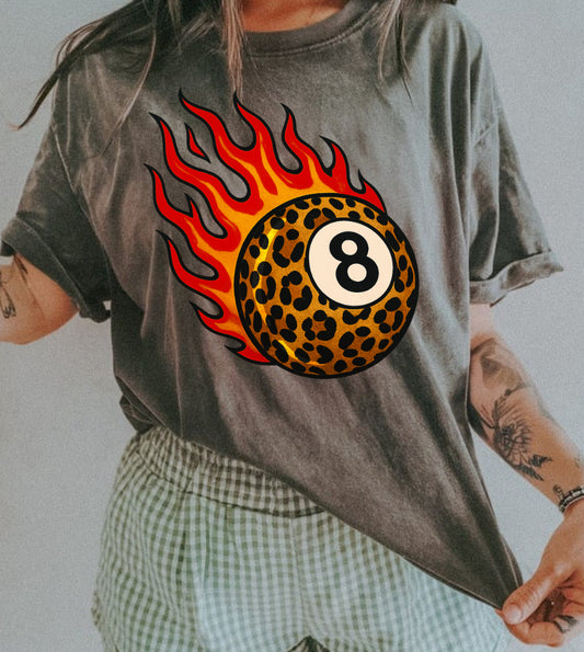 LEOPARD FIRE 8 BALL COMFORT COLOR TEE
