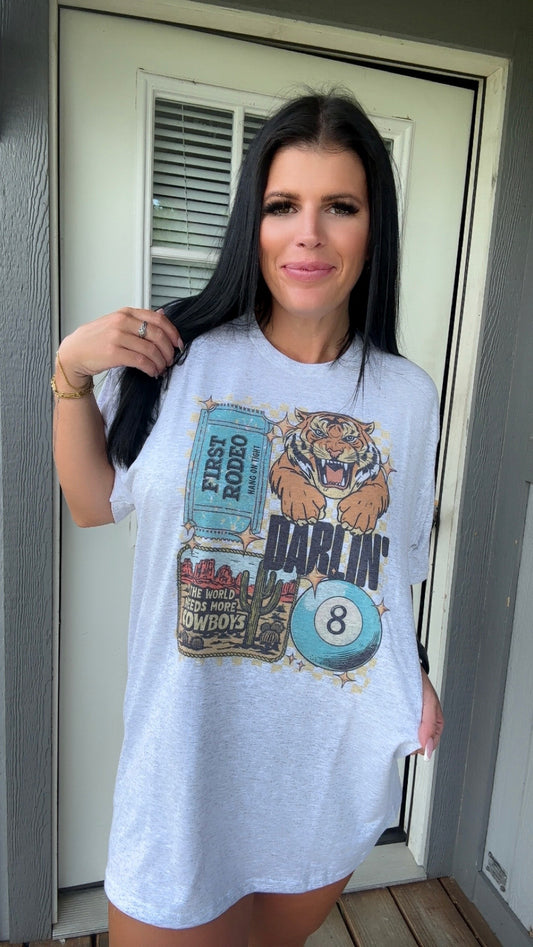 Teal first rodeo ticket tee