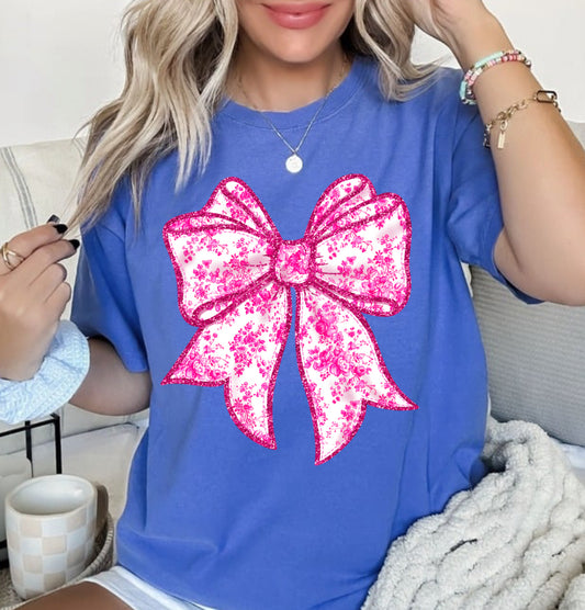PINK BOW COMFORT COLOR TEE