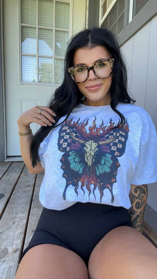 BULL SKULL BUTTERFLY TEE