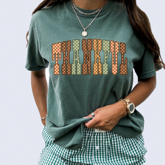Checkered thankful comfort colors