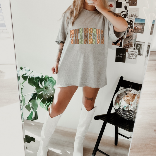 Checkered thankful sub tee