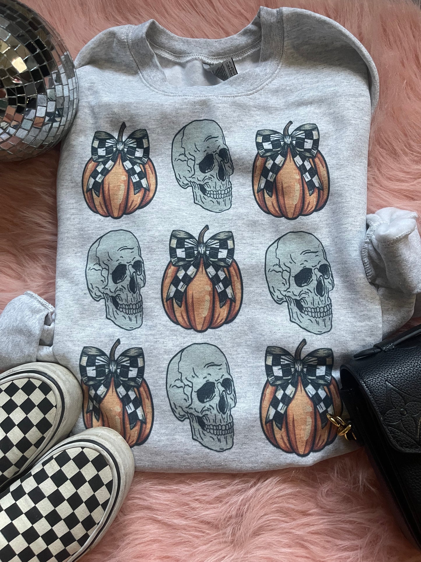 CHECK PUMPKIN SKULL TEE